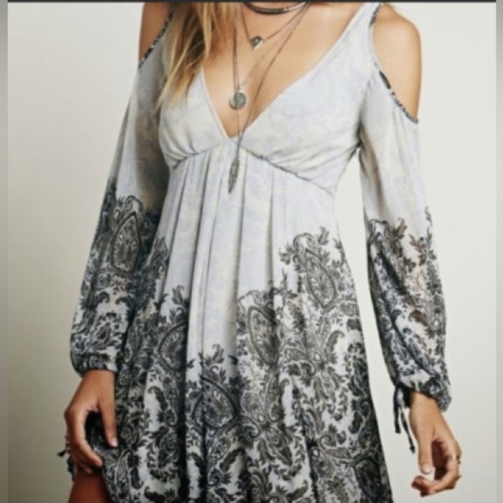 Free People Penny Lover Chiffon Blue Mini Dress